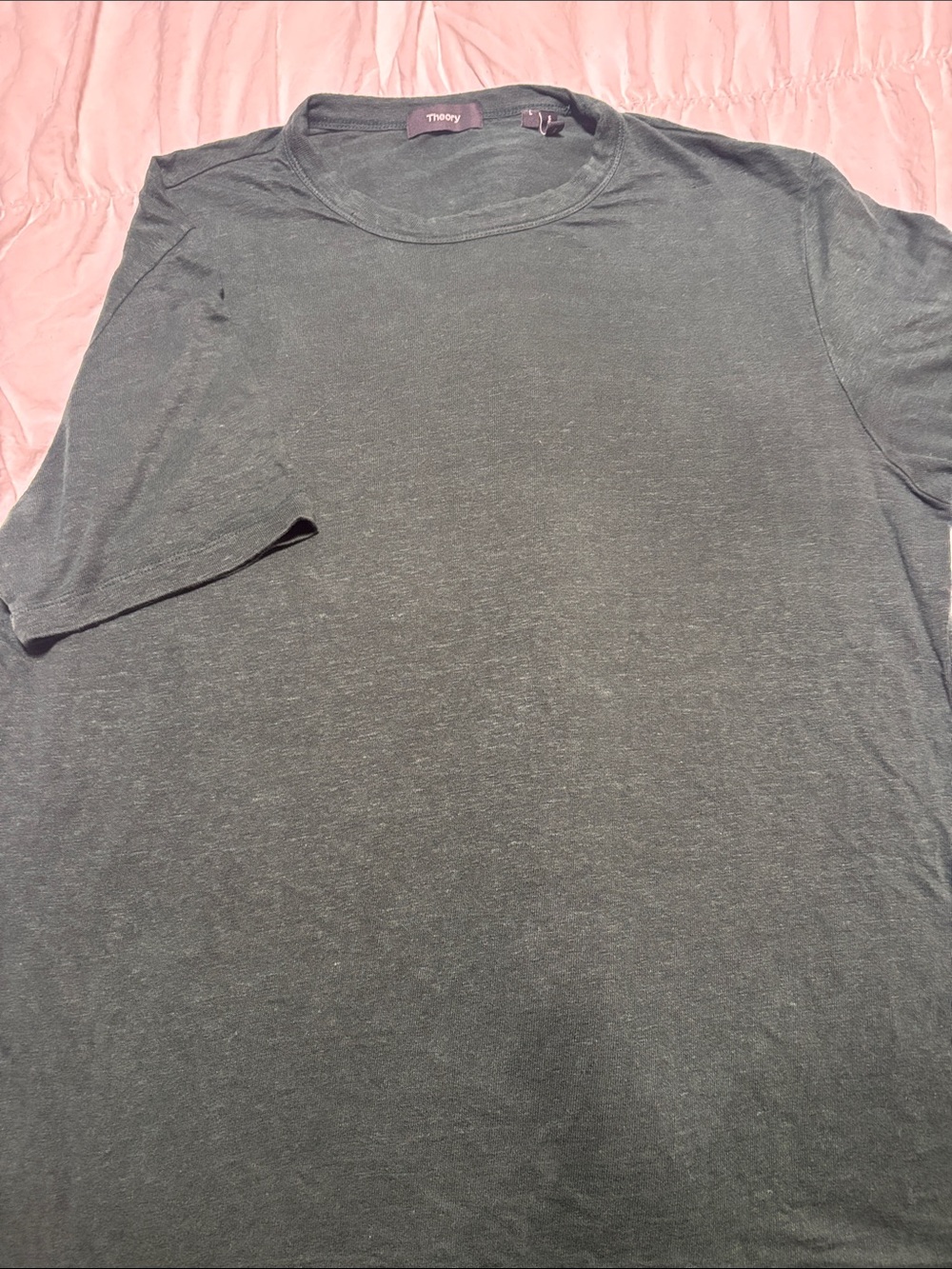 Theory Men's Short Sleeve Crew Tee in Heather Forest Green